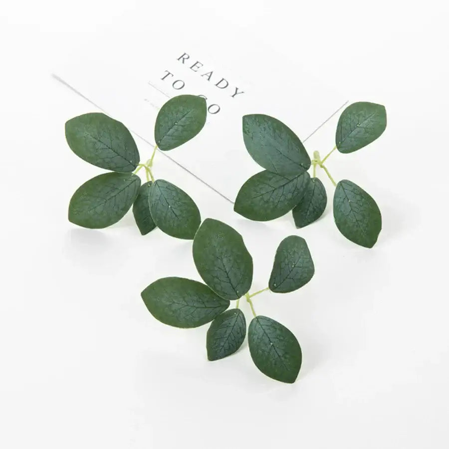 Realistic dark green 50pcs silk 5leaf artificial roses featuring detailed silk 5leaf artificial eucalyptus leaves with delicate stems