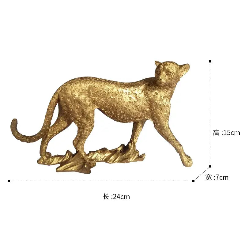 Realistic golden leopard print resin crafts figurine with detailed spotted texture for office decorbites leopard print decor