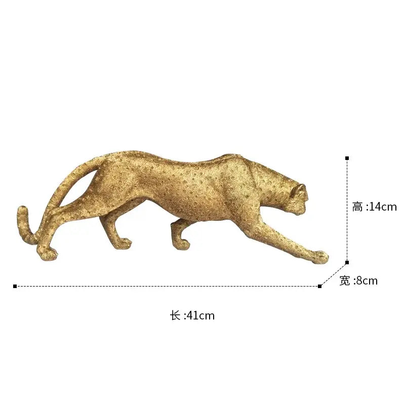 Realistic golden leopard print resin crafts figurine with textured spotted surface for decorbites leopard print office decor