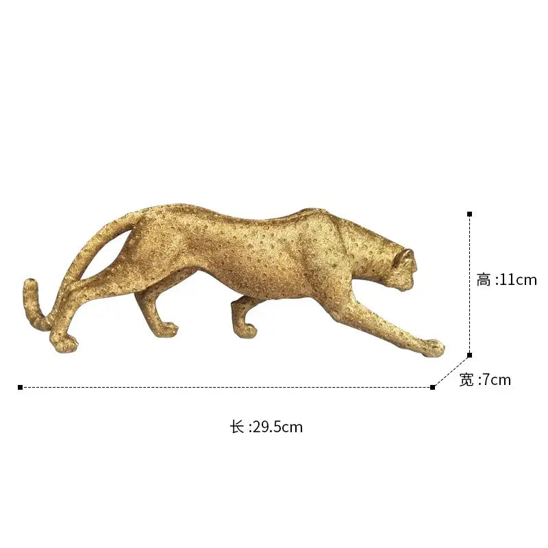 Realistic golden leopard print resin crafts figurine with textured spotted surface for decorbites leopard print office decor