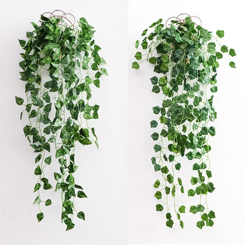 Realistic green artificial ivy bar hanging basket with textured leaves and metal wire frame for decorbites ivy bar decor