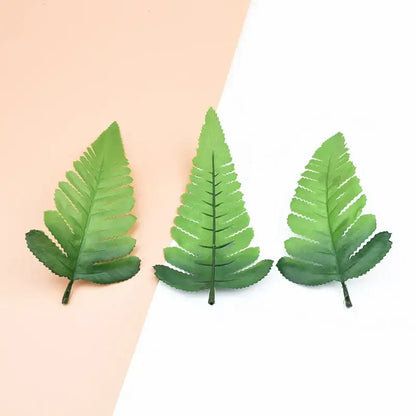 Realistic green fern artificial plants with detailed veining and serrated edges fake leaves for decorbites decorative flowers