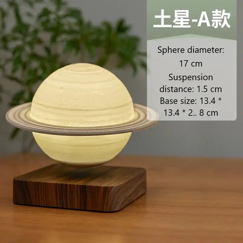 Realistic levitating moon lamp glowing warm yellow with 17 cm saturn themed sphere and detailed ring system for bedroom decorbites levitating moon