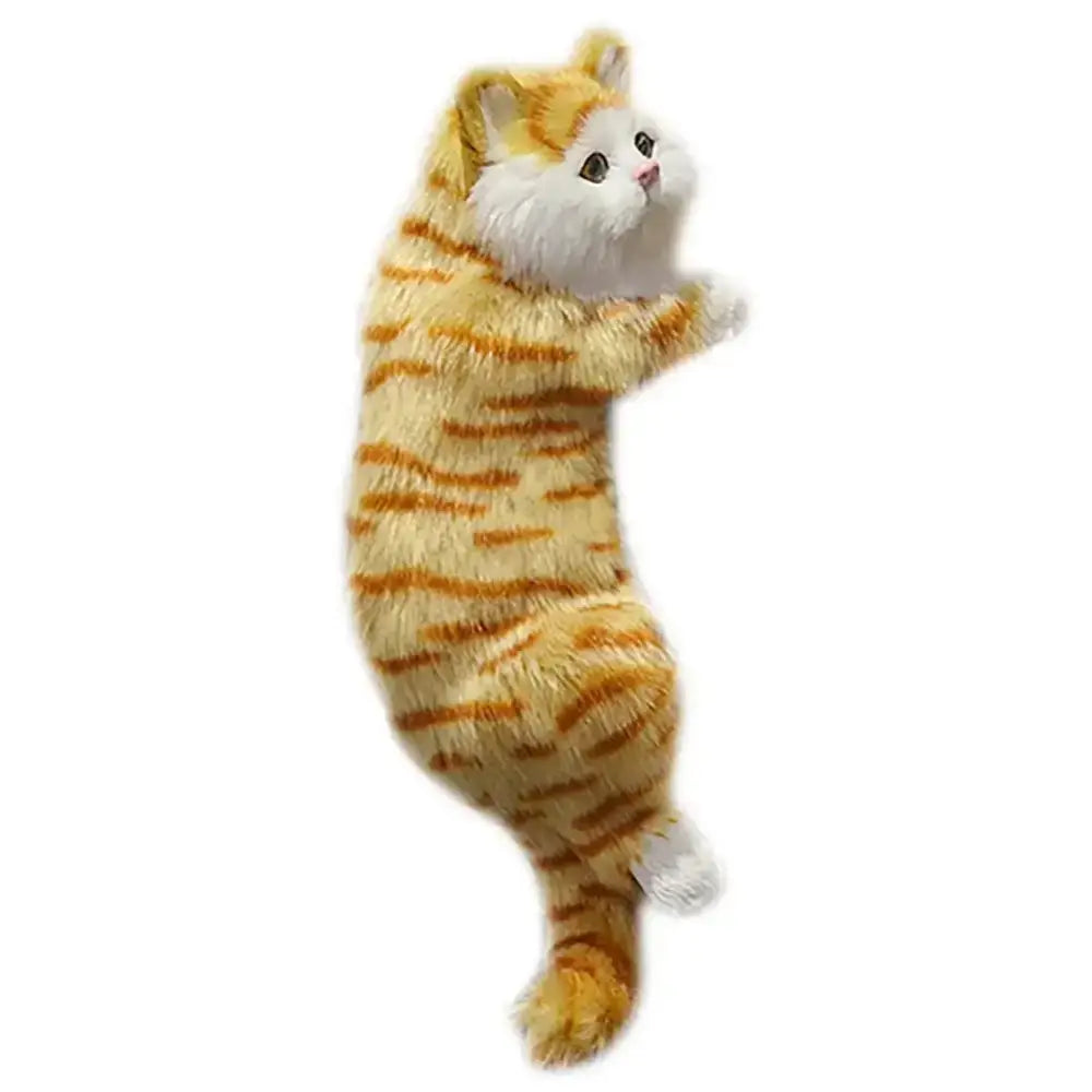 A realistic orange and white tabby cat dog plush with soft textured fur for home decor by decorbites cat dog