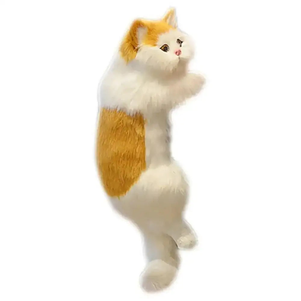 A plush fluffy calico cat dog plush with white and orange fur for home decor by decorbites cat dog