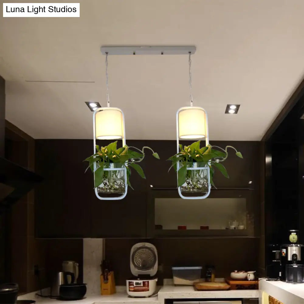 Rectangle Cluster Pendant Light - Industrial Black/White Metal - 2/3 Bulbs - Down Lighting - Dining Room