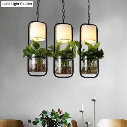 Rectangle Cluster Pendant Light - Industrial Black/White Metal - 2/3 Bulbs - Down Lighting - Dining Room