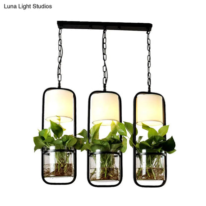 Rectangle Cluster Pendant Light - Industrial Black/White Metal - 2/3 Bulbs - Down Lighting - Dining Room