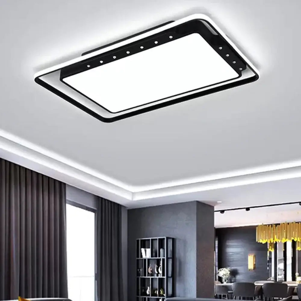 DecorBites™ DecorBites™ Rectangular Ceiling Light Fixture in Black/White - Simple Acrylic Flush Mount for Living Room with Warm/White Light - 16"/19.5"/32.5" Wide