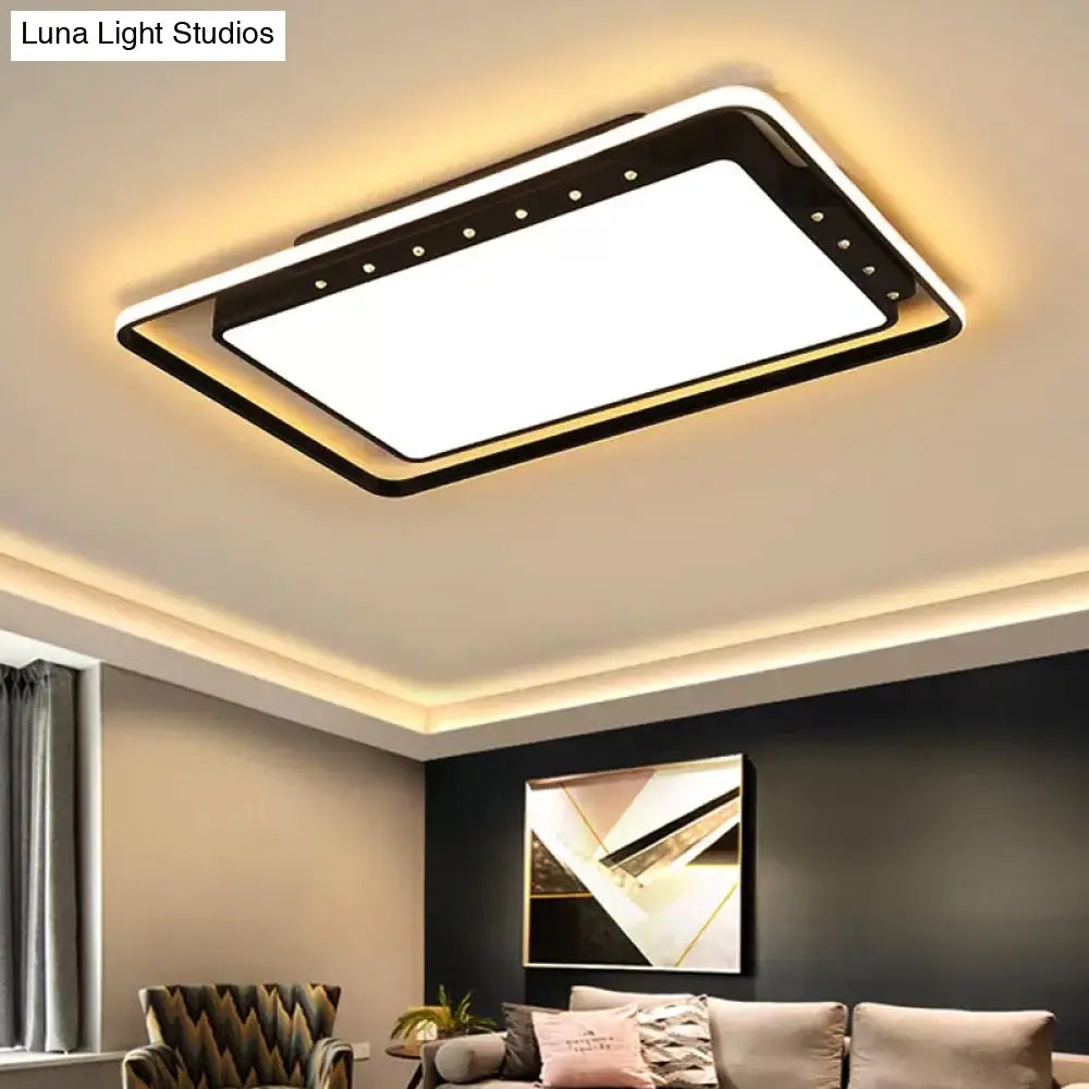 DecorBites™ DecorBites™ Rectangular Ceiling Light Fixture in Black/White - Simple Acrylic Flush Mount for Living Room with Warm/White Light - 16"/19.5"/32.5" Wide