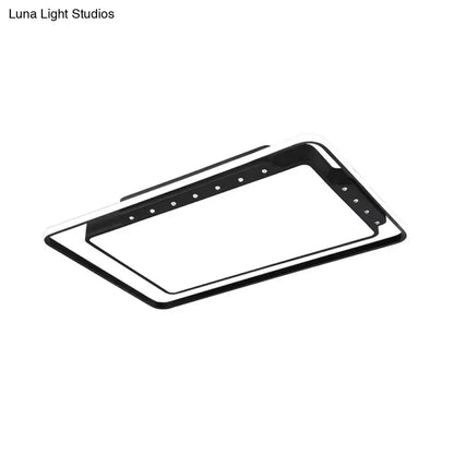 DecorBites™ DecorBites™ Rectangular Ceiling Light Fixture in Black/White - Simple Acrylic Flush Mount for Living Room with Warm/White Light - 16"/19.5"/32.5" Wide