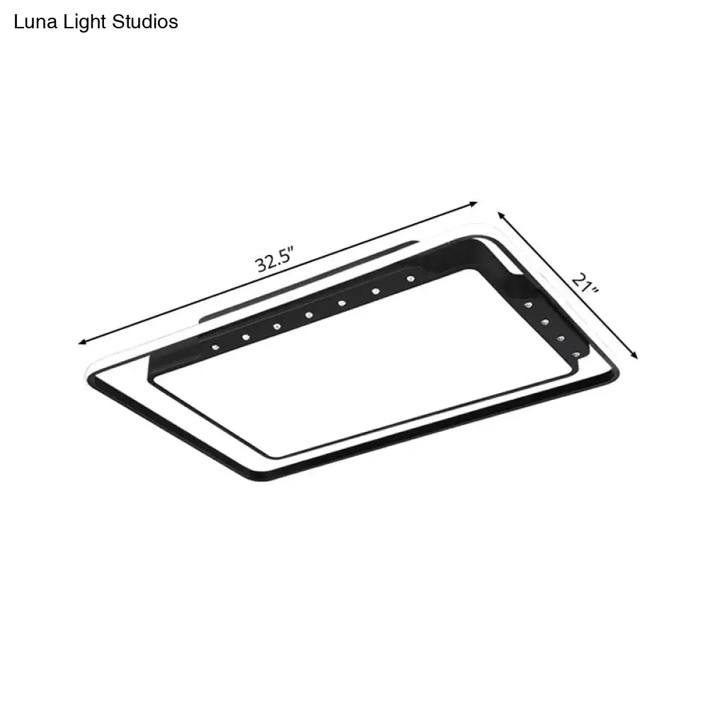 DecorBites™ DecorBites™ Rectangular Ceiling Light Fixture in Black/White - Simple Acrylic Flush Mount for Living Room with Warm/White Light - 16"/19.5"/32.5" Wide