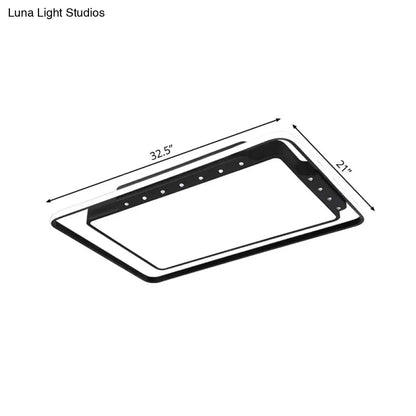 DecorBites™ DecorBites™ Rectangular Ceiling Light Fixture in Black/White - Simple Acrylic Flush Mount for Living Room with Warm/White Light - 16"/19.5"/32.5" Wide
