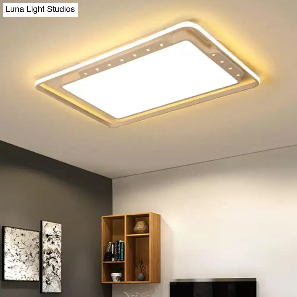 DecorBites™ DecorBites™ Rectangular Ceiling Light Fixture in Black/White - Simple Acrylic Flush Mount for Living Room with Warm/White Light - 16"/19.5"/32.5" Wide