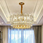 Rectangular Drum Crystal Chandelier with 9 Bulbs for Bedroom Ceiling Lighting in Clear and Simple Style