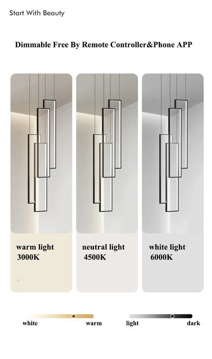 Rectangular LED Chandelier for Modern Living Spaces - Chandelier