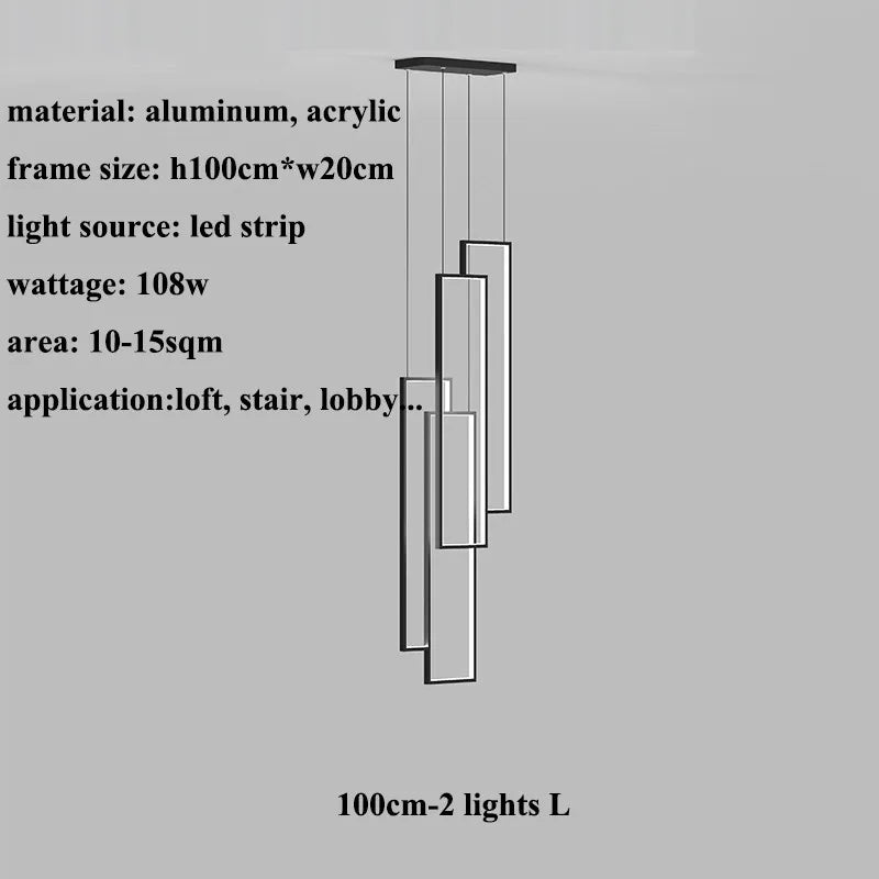 Rectangular LED Chandelier for Modern Living Spaces - Type A 100cm-2 light / White light(6000K) - Chandelier