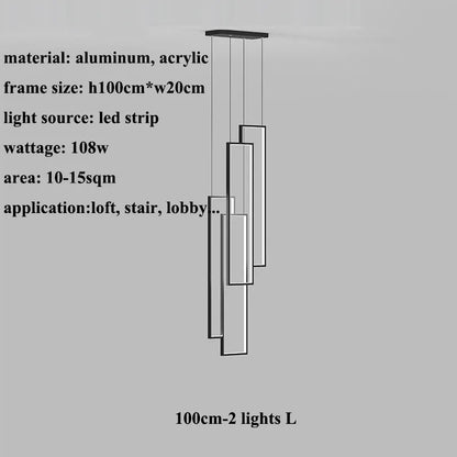 Rectangular LED Chandelier for Modern Living Spaces - Type A 100cm-2 light / White light(6000K) - Chandelier
