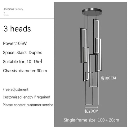 Rectangular LED Chandelier for Modern Living Spaces - Type B 100cm-3 light / Warm light(3000K) - Chandelier