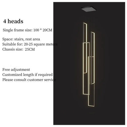 Rectangular LED Chandelier for Modern Living Spaces - Type C 100cm-4 light / Neutral light(4500K) - Chandelier