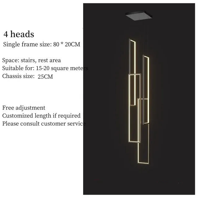 Rectangular LED Chandelier for Modern Living Spaces - Type C 80cm-4 light / Warm light(3000K) - Chandelier