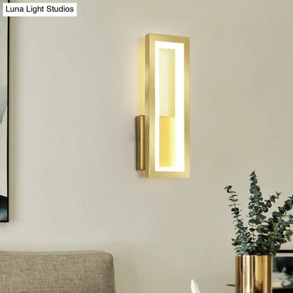 DecorBites™ DecorBites™ Rectangular Minimalist LED Metallic Wall Sconce Lamp in White/Black/Gold - White/Warm Light