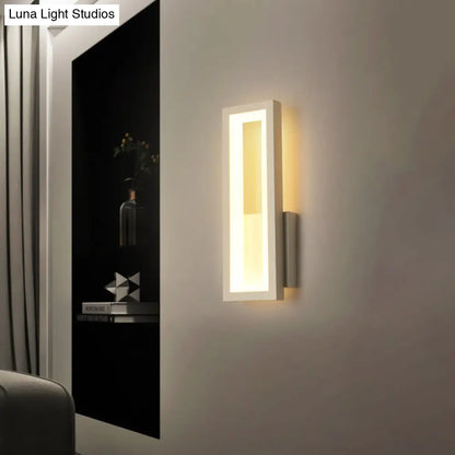 DecorBites™ DecorBites™ Rectangular Minimalist LED Metallic Wall Sconce Lamp in White/Black/Gold - White/Warm Light