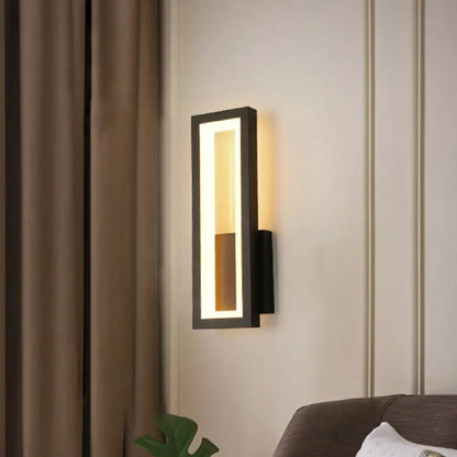 DecorBites™ DecorBites™ Rectangular Minimalist LED Metallic Wall Sconce Lamp in White/Black/Gold - White/Warm Light