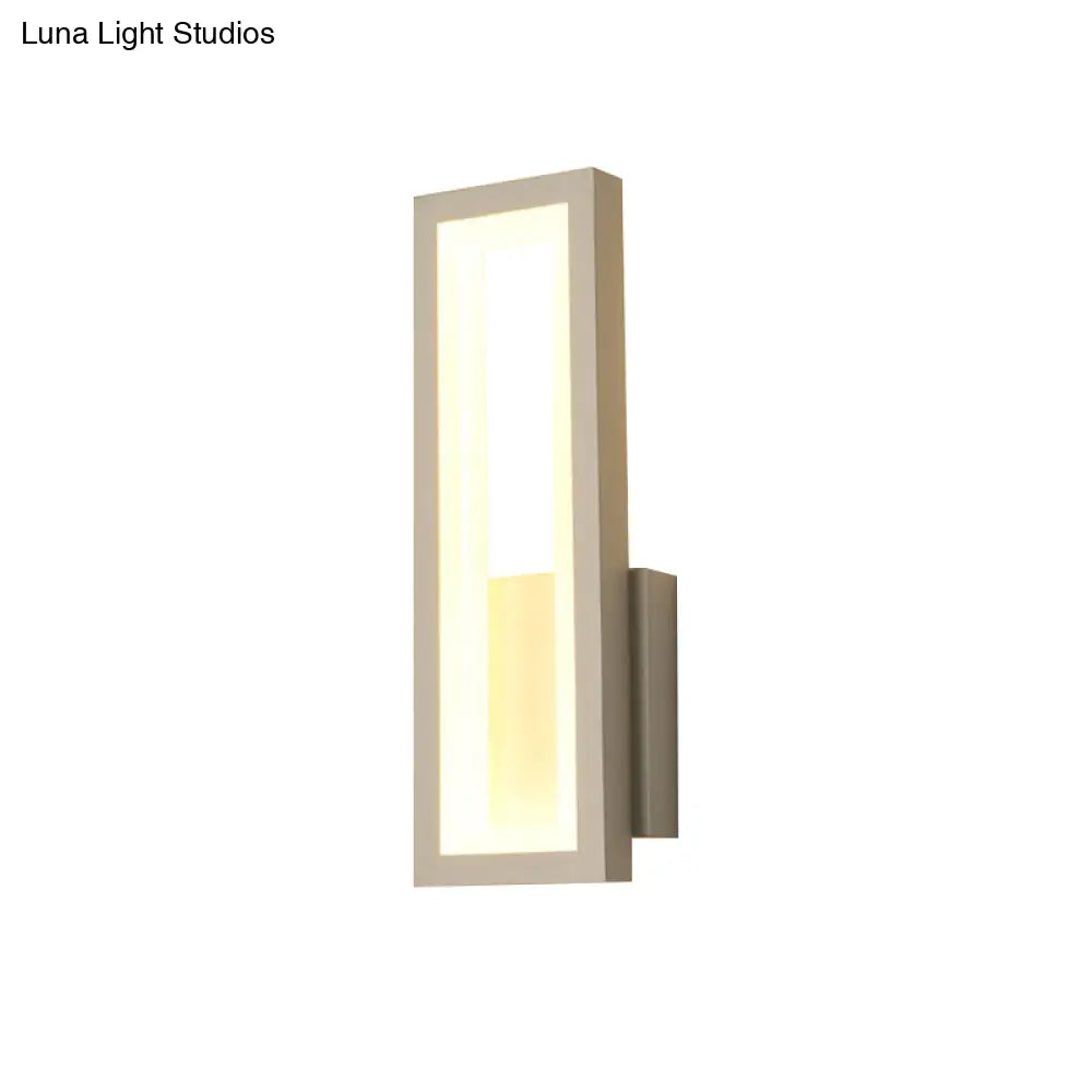 DecorBites™ DecorBites™ Rectangular Minimalist LED Metallic Wall Sconce Lamp in White/Black/Gold - White/Warm Light
