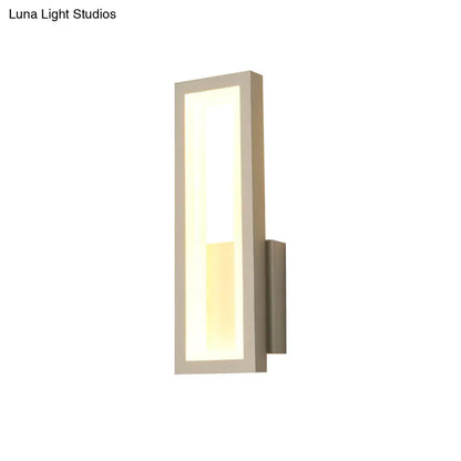 DecorBites™ DecorBites™ Rectangular Minimalist LED Metallic Wall Sconce Lamp in White/Black/Gold - White/Warm Light