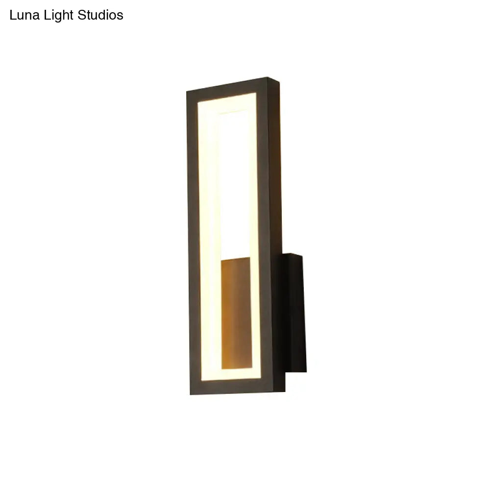 DecorBites™ DecorBites™ Rectangular Minimalist LED Metallic Wall Sconce Lamp in White/Black/Gold - White/Warm Light