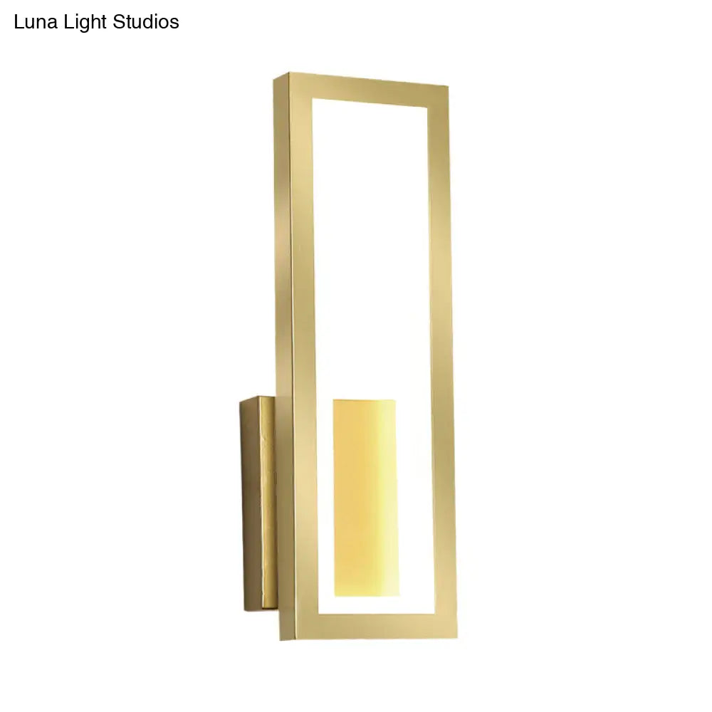 DecorBites™ DecorBites™ Rectangular Minimalist LED Metallic Wall Sconce Lamp in White/Black/Gold - White/Warm Light