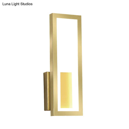 DecorBites™ DecorBites™ Rectangular Minimalist LED Metallic Wall Sconce Lamp in White/Black/Gold - White/Warm Light