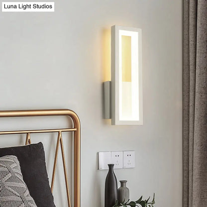 DecorBites™ DecorBites™ Rectangular Minimalist LED Metallic Wall Sconce Lamp in White/Black/Gold - White/Warm Light