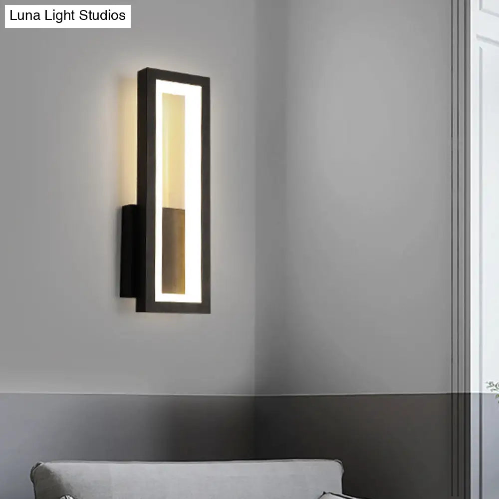 DecorBites™ DecorBites™ Rectangular Minimalist LED Metallic Wall Sconce Lamp in White/Black/Gold - White/Warm Light