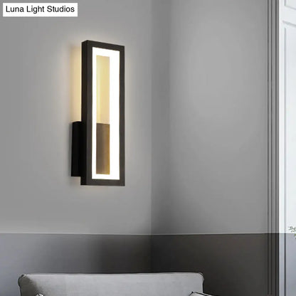 DecorBites™ DecorBites™ Rectangular Minimalist LED Metallic Wall Sconce Lamp in White/Black/Gold - White/Warm Light