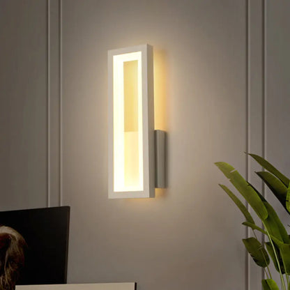 DecorBites™ DecorBites™ Rectangular Minimalist LED Metallic Wall Sconce Lamp in White/Black/Gold - White/Warm Light