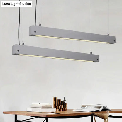 Rectangular Nordic 1-Light Grey Cement Ceiling Pendant - Office Hanging Light Fixture