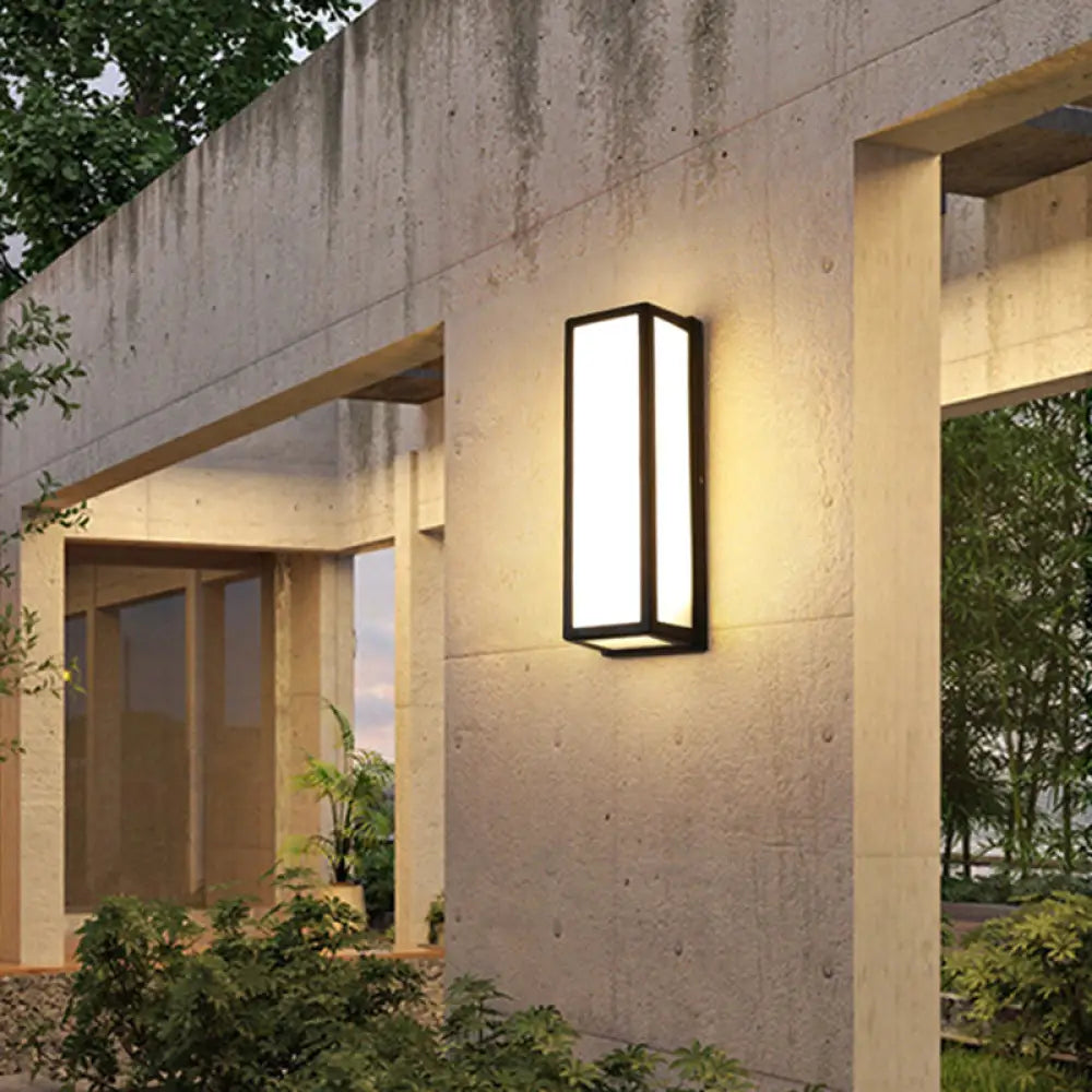 DecorBites™ DecorBites™ Rectangular Patio Sconce - Plastic LED Wall Light - Small/Large - Black