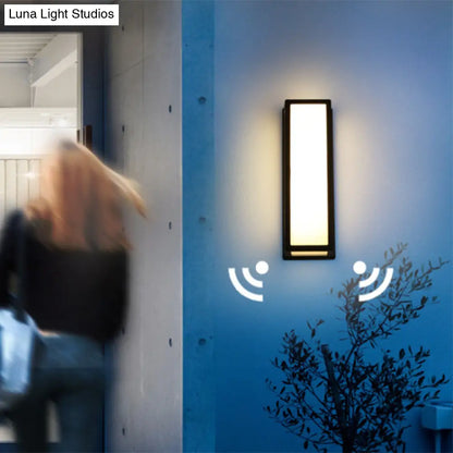 DecorBites™ DecorBites™ Rectangular Patio Sconce - Plastic LED Wall Light - Small/Large - Black