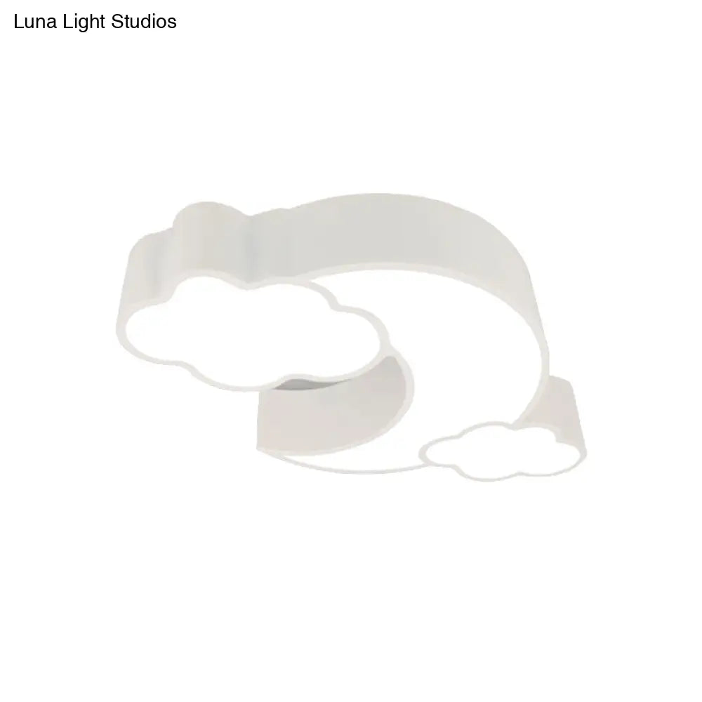 DecorBites™ DecorBites™ Red Acrylic Cloud Moon Flush Mount Ceiling Lamp for Study Room - Contemporary Lighting