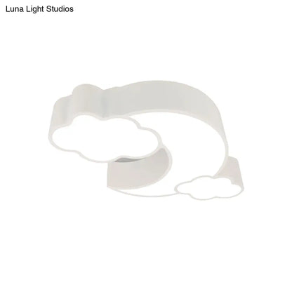 DecorBites™ DecorBites™ Red Acrylic Cloud Moon Flush Mount Ceiling Lamp for Study Room - Contemporary Lighting