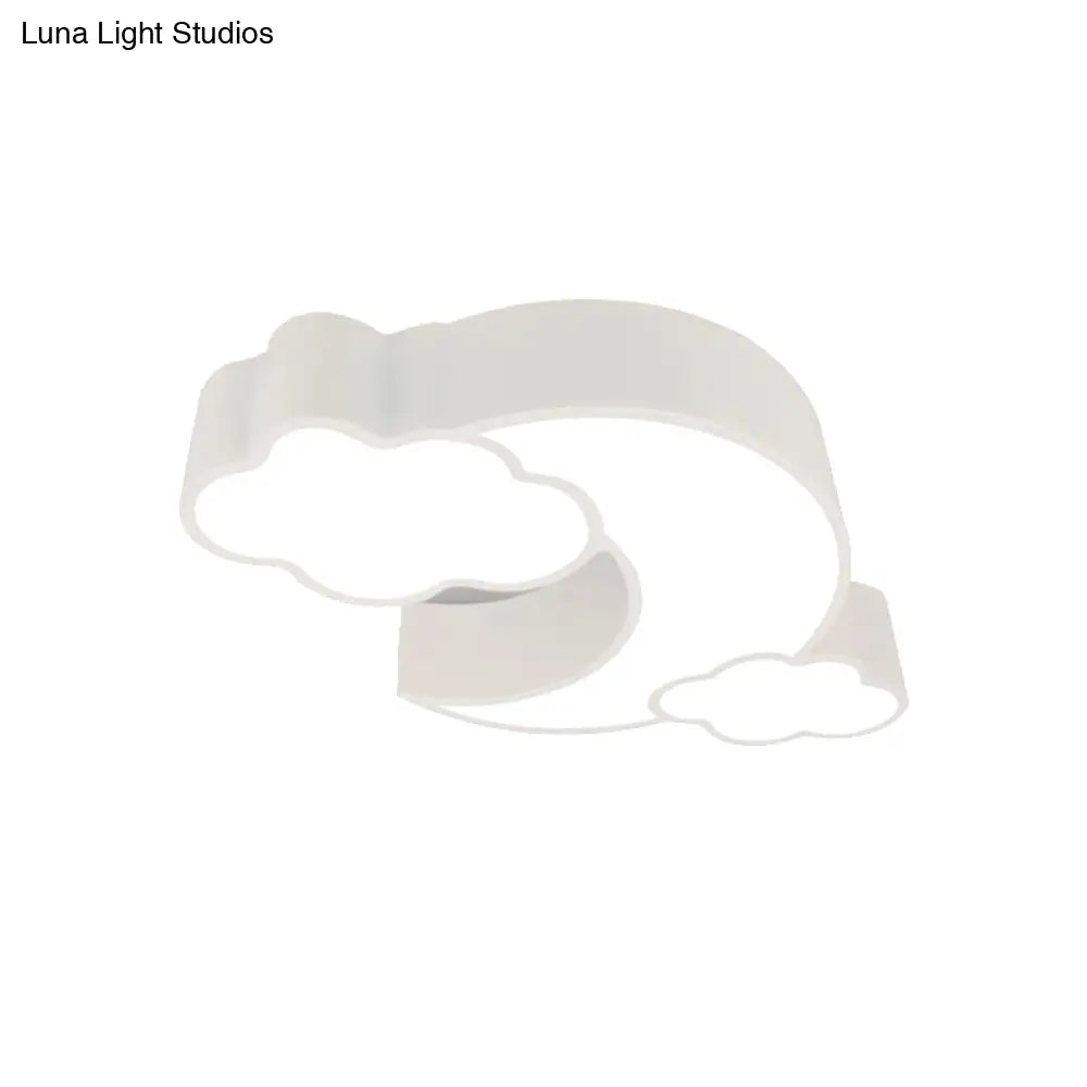 DecorBites™ DecorBites™ Red Acrylic Cloud Moon Flush Mount Ceiling Lamp for Study Room - Contemporary Lighting