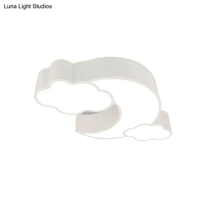 DecorBites™ DecorBites™ Red Acrylic Cloud Moon Flush Mount Ceiling Lamp for Study Room - Contemporary Lighting