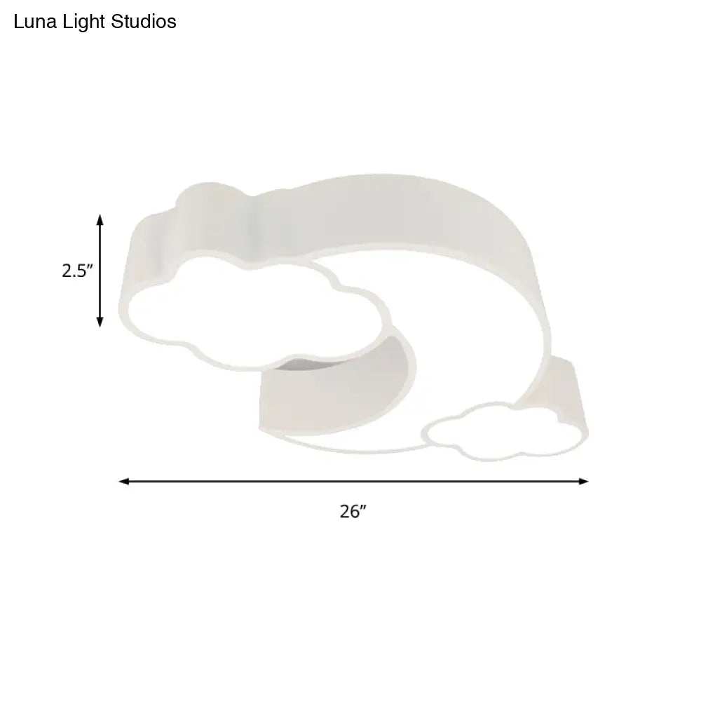 DecorBites™ DecorBites™ Red Acrylic Cloud Moon Flush Mount Ceiling Lamp for Study Room - Contemporary Lighting