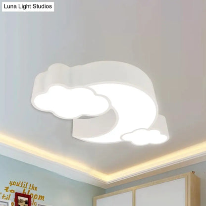 DecorBites™ DecorBites™ Red Acrylic Cloud Moon Flush Mount Ceiling Lamp for Study Room - Contemporary Lighting