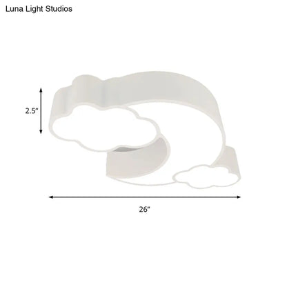 DecorBites™ DecorBites™ Red Acrylic Cloud Moon Flush Mount Ceiling Lamp for Study Room - Contemporary Lighting