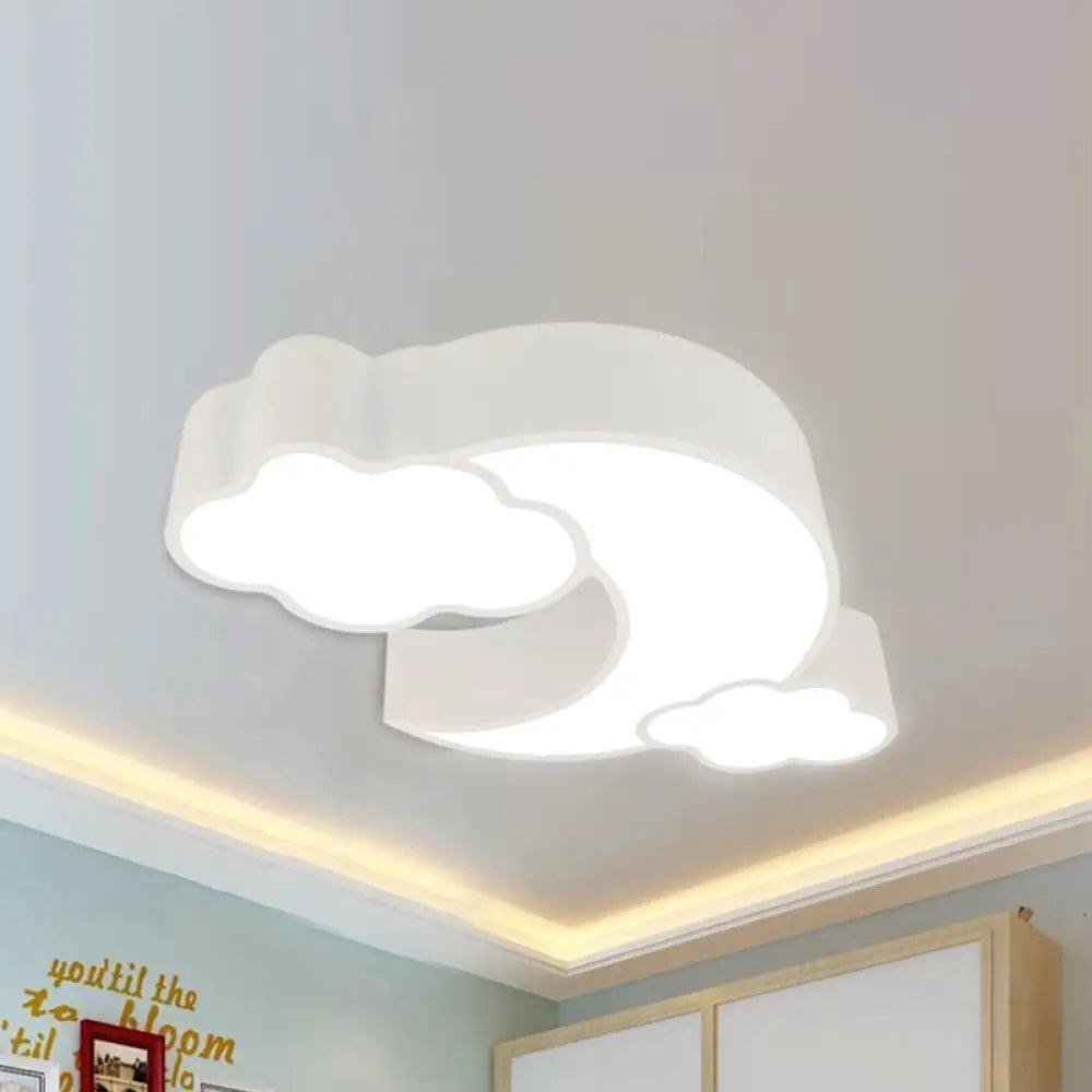 DecorBites™ DecorBites™ Red Acrylic Cloud Moon Flush Mount Ceiling Lamp for Study Room - Contemporary Lighting