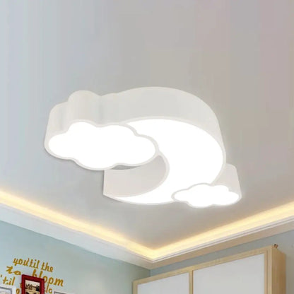 DecorBites™ DecorBites™ Red Acrylic Cloud Moon Flush Mount Ceiling Lamp for Study Room - Contemporary Lighting