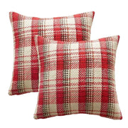 Red and cream buffalo plaid cushion cover with textured woven fabric pattern for decorbites buffalo throw pillow